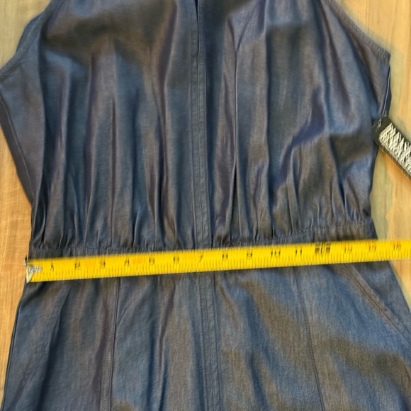 New York & Co Dress Women M Navy Sleeveless Pocket Cotton Sateen Long Maxi NWT - Picture 7 of 12